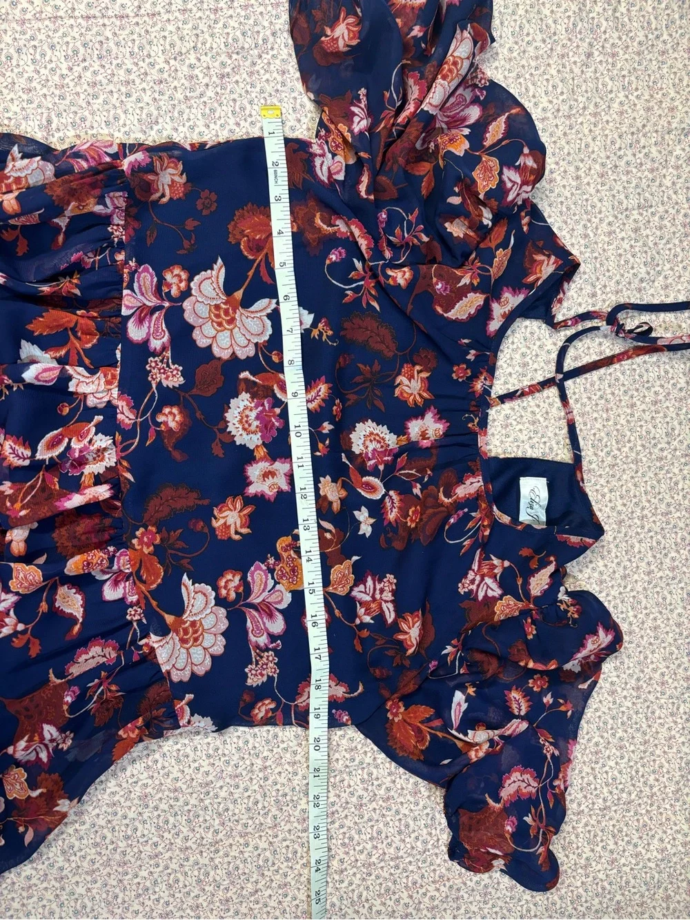 Navy Floral Tiered Mini Dress - Picture 4 of 5